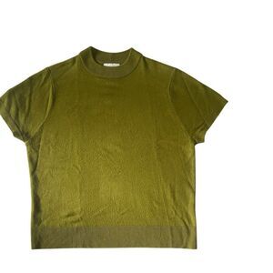 Blair ultra soft olive green short sleeve sweater sz L petite crew neck